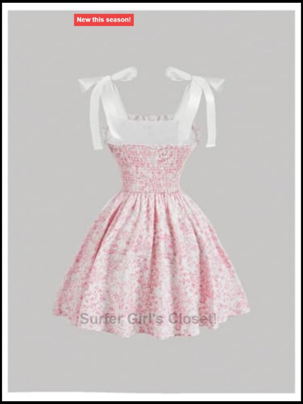 Floral Tie Shoulder Cami Dress Lace Up Side Flared Mini Dress - Picture 2 of 4